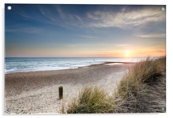 Sunset and Sand Dunes Acrylic by Helen Hotson