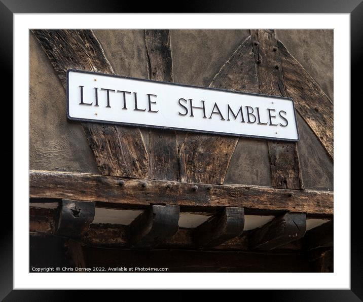 Little Shambles in York, UK Framed Mounted Print by Chris Dorney