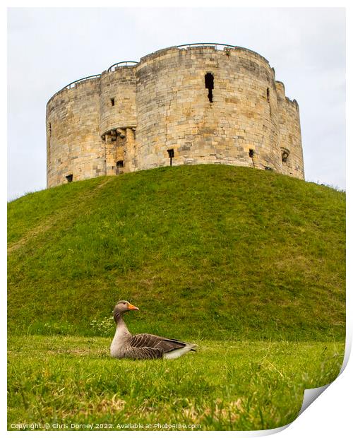 Cliffords Tower in York, UK Print by Chris Dorney