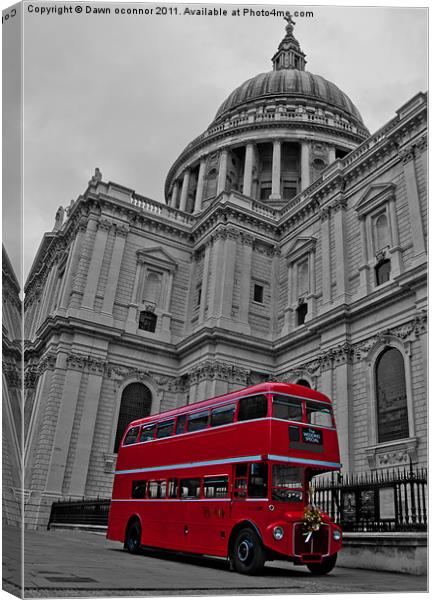 Red London Bus at St. Paul's Canvas Print by Dawn O'Connor