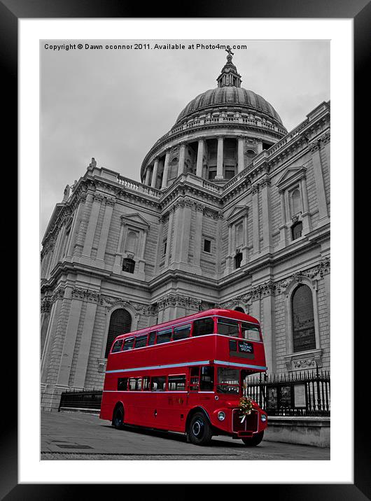 Red London Bus at St. Paul's Framed Mounted Print by Dawn O'Connor