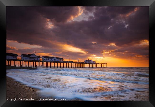 The Stormy Southwold Pier Framed Print by Rick Bowden