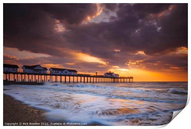 The Stormy Southwold Pier Print by Rick Bowden