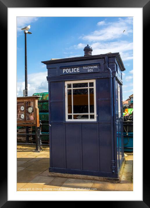 Police Telephone Box in Scarborough, North Yorkshire Framed Mounted Print by Chris Dorney