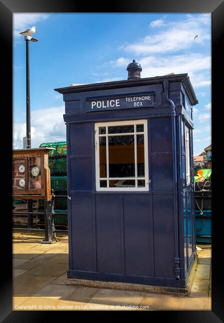 Police Telephone Box in Scarborough, North Yorkshire Framed Print by Chris Dorney