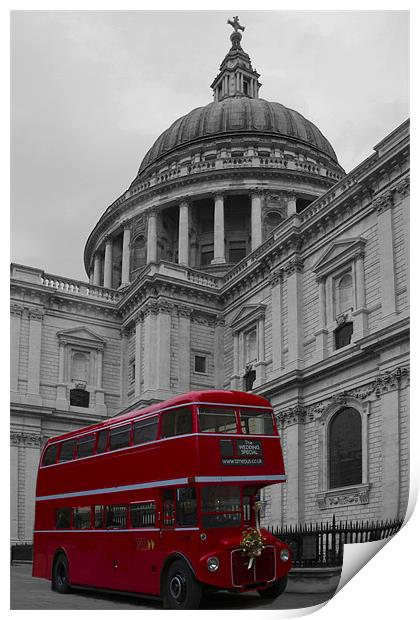 Red Bus and St Pauls Print by David French