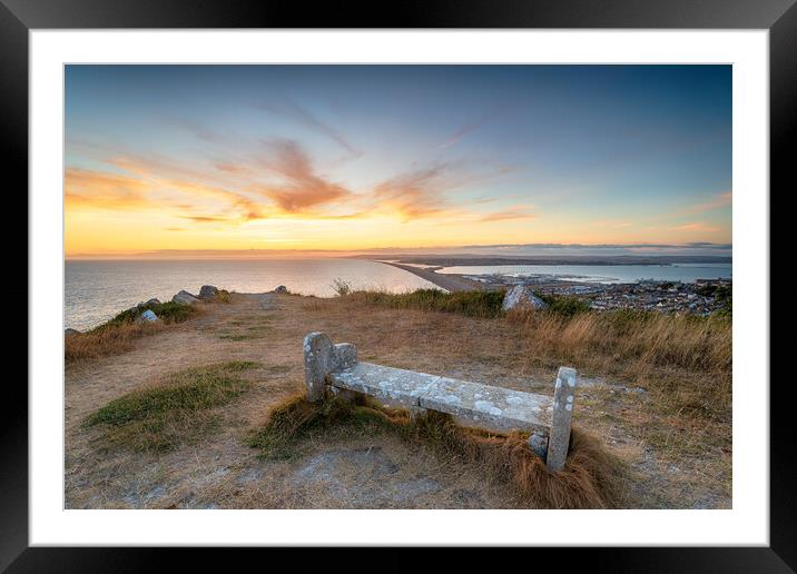 Sunset on the Isle of Portland in Dorset Framed Mounted Print by Helen Hotson