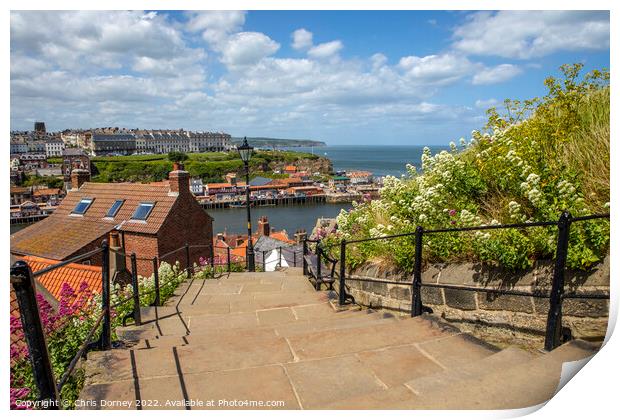 199 Steps in Whitby, North Yorkshire Print by Chris Dorney