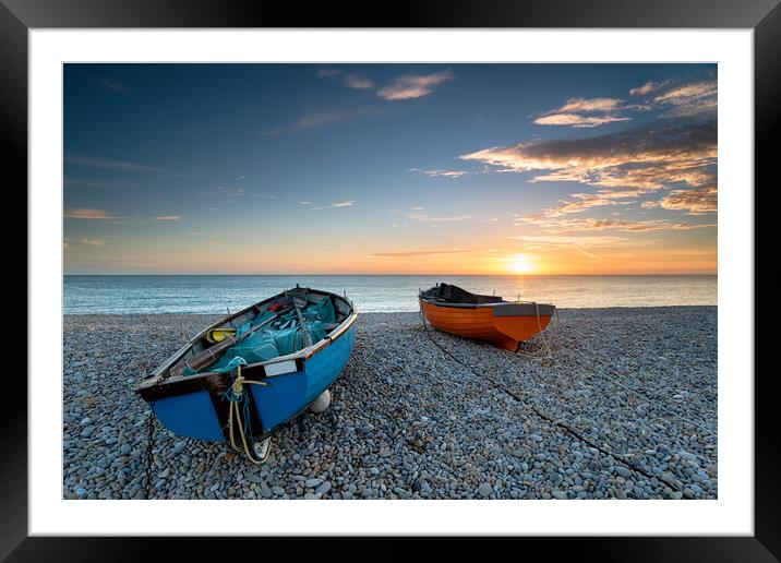 Sunset on Chesil Beach Framed Mounted Print by Helen Hotson
