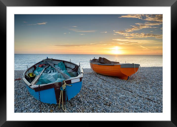 Fishing Boats on the Beach Framed Mounted Print by Helen Hotson