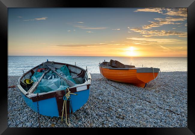 Fishing Boats on the Beach Framed Print by Helen Hotson