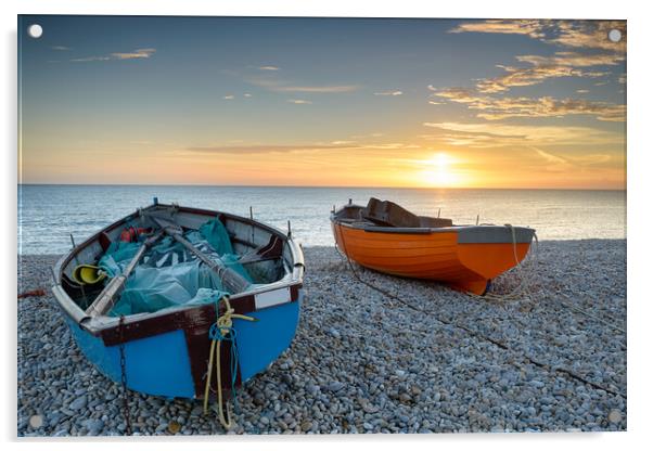 Fishing Boats on the Beach Acrylic by Helen Hotson