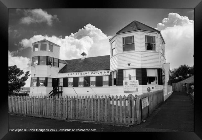 Life Brigade Watch House Tynemouth (Black And Whit Framed Print by Kevin Maughan