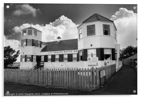 Life Brigade Watch House Tynemouth (Black And Whit Acrylic by Kevin Maughan