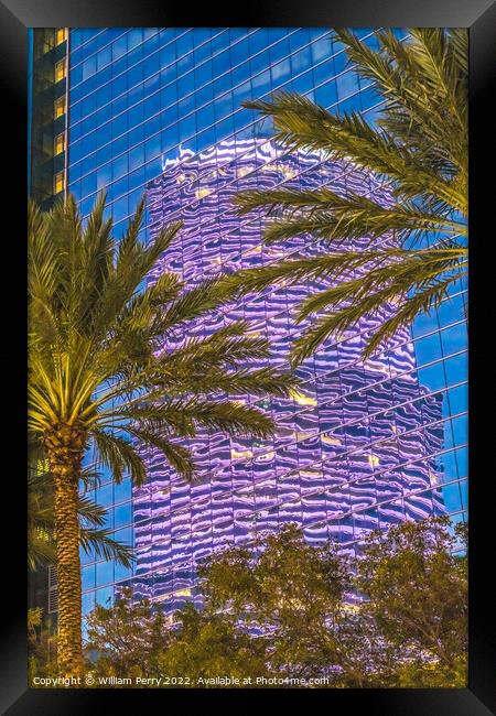 Reflection Purple Building Downtown Miami Florida Framed Print by William Perry
