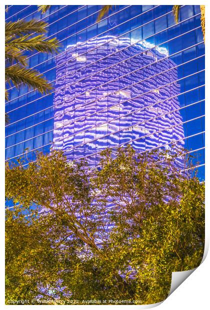 Reflection Purple Building Downtown Miami Florida Print by William Perry