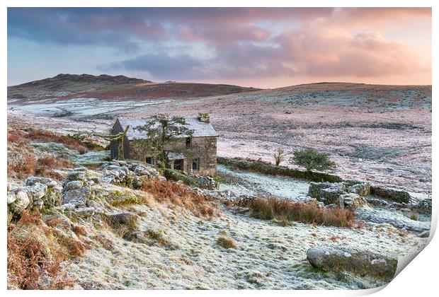 Winter Sunrise over Brown Willy Print by Helen Hotson
