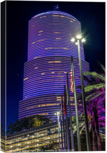 Reflection Purple Building Downtown Miami Florida Canvas Print by William Perry