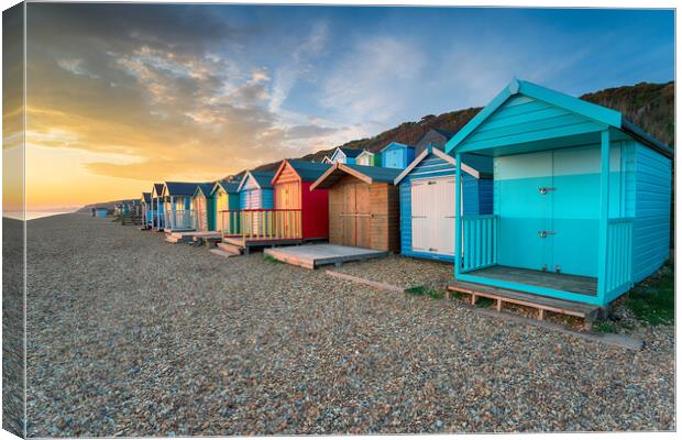 Beach Huts at MIlford on Sea Canvas Print by Helen Hotson
