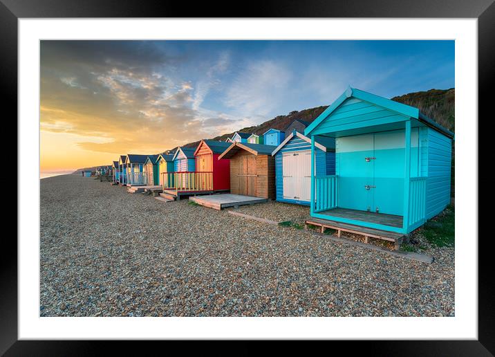 Beach Huts at MIlford on Sea Framed Mounted Print by Helen Hotson