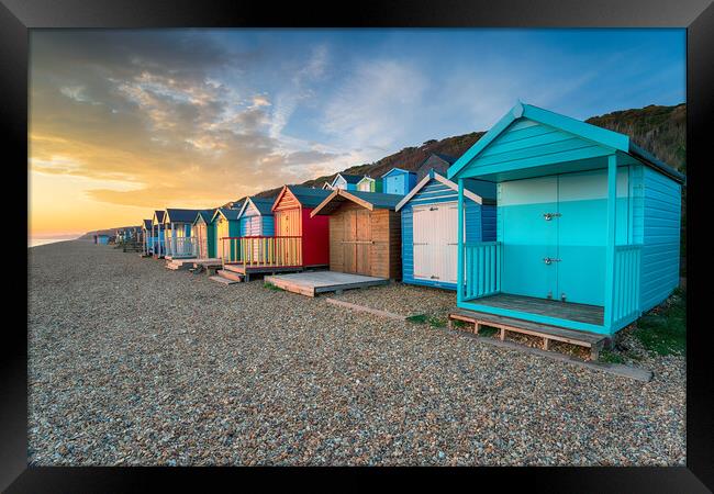 Beach Huts at MIlford on Sea Framed Print by Helen Hotson