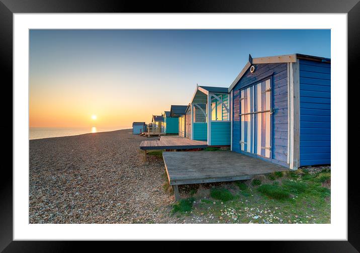 Beach Huts at Milford on Sea Framed Mounted Print by Helen Hotson