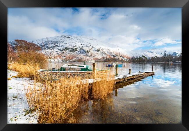 Boats at Ullswater Framed Print by Helen Hotson