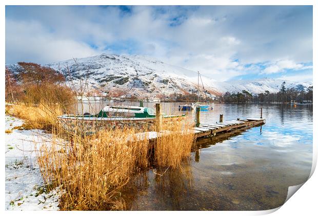Boats at Ullswater Print by Helen Hotson