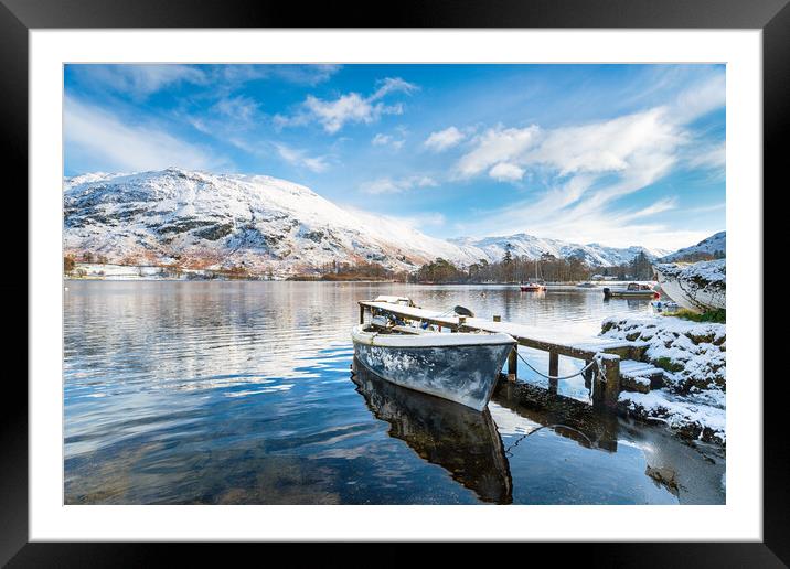 Snow at Glenriding on Ullswater Framed Mounted Print by Helen Hotson