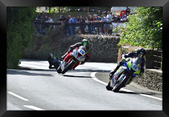 2022 IOM TT tourist trophy races, motorbikes, MotoGP, BSB, WSBK, Gas Monkey, UK England Framed Print by Russell Finney