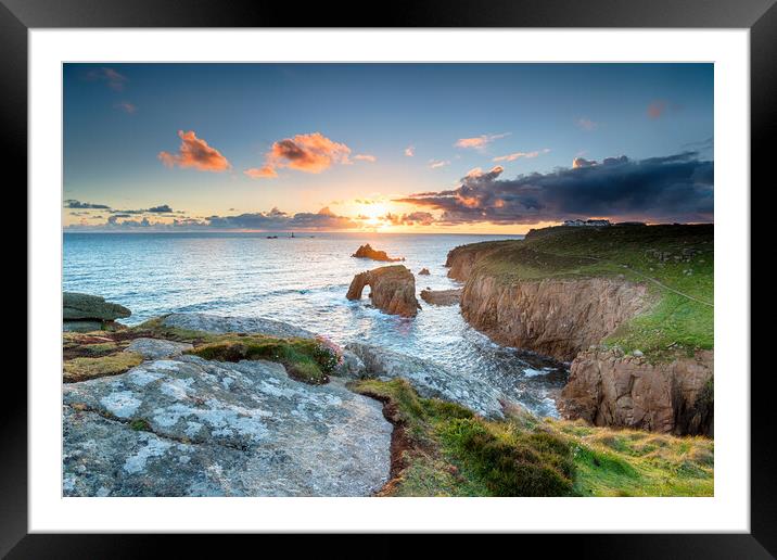 Land's End in Cornwall Framed Mounted Print by Helen Hotson