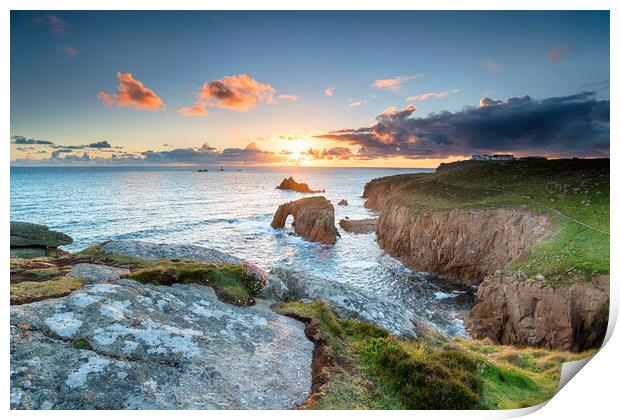 Land's End in Cornwall Print by Helen Hotson