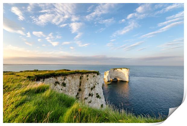 Old Harry Rocks near Swanage in Dorset Print by Helen Hotson