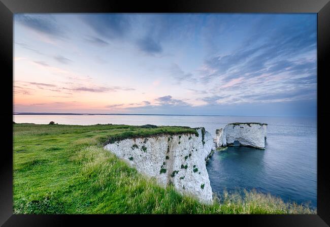 Old Harry Rocks in Dorset Framed Print by Helen Hotson