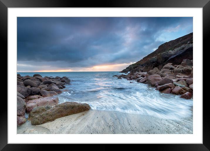 Sunrise at Penberth Cove Framed Mounted Print by Helen Hotson
