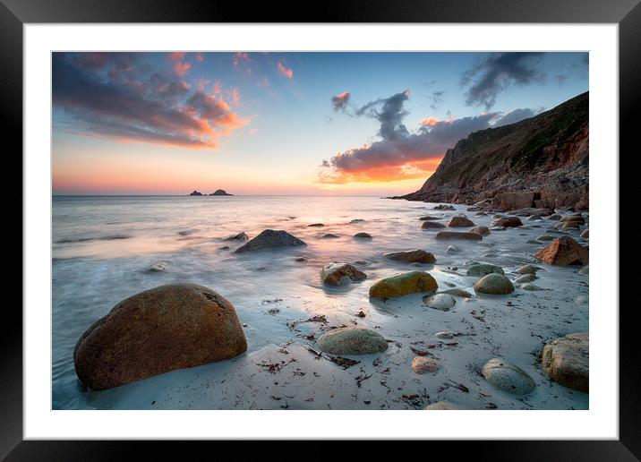 Sunset on a Cornish Beach Framed Mounted Print by Helen Hotson