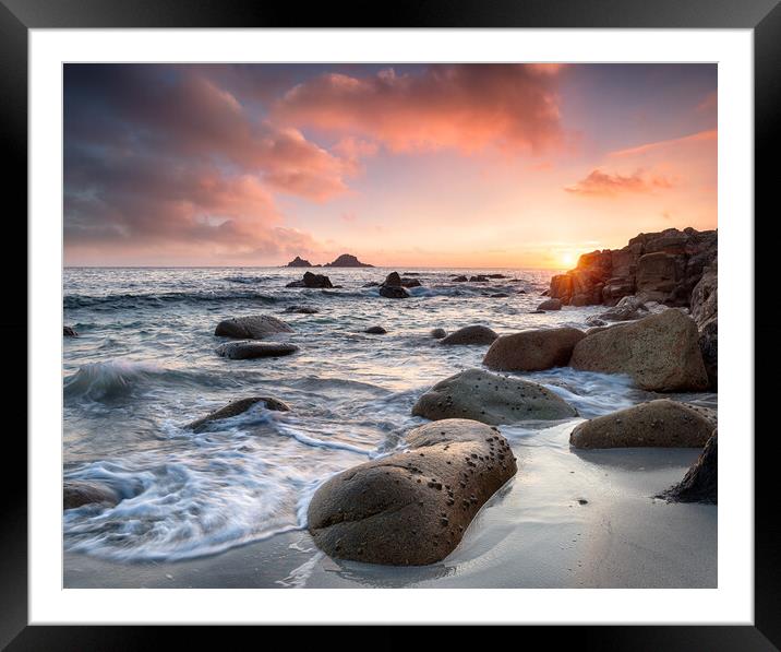 Cornish Beach Sunset Framed Mounted Print by Helen Hotson