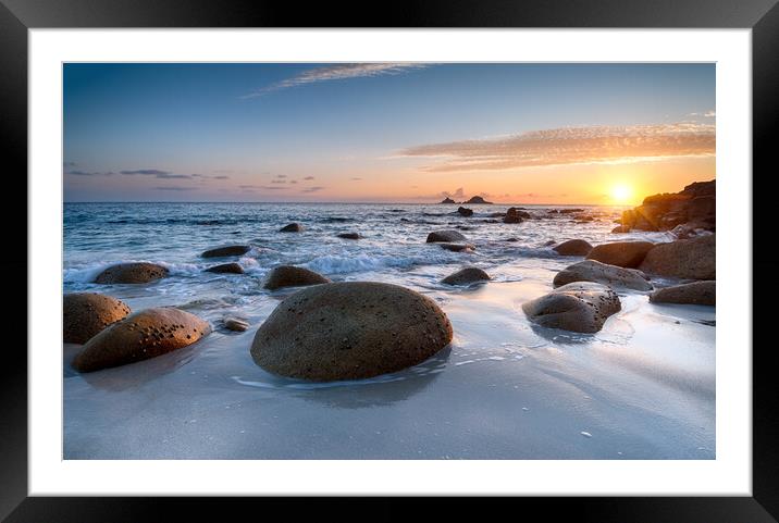 Beuatiful Cornish Beach Framed Mounted Print by Helen Hotson