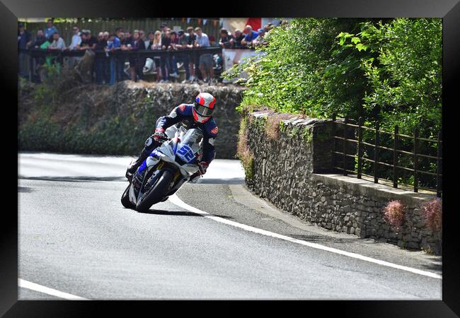 2022 IOM TT tourist trophy races, motorbikes, MotoGP, BSB, WSBK, Gas Monkey, UK England Framed Print by Russell Finney