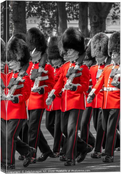 Guards changing parade in London Canvas Print by Delphimages Art