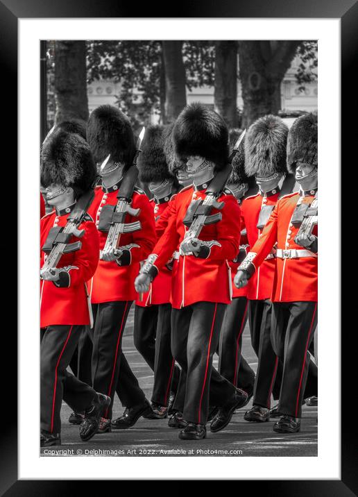 Guards changing parade in London Framed Mounted Print by Delphimages Art