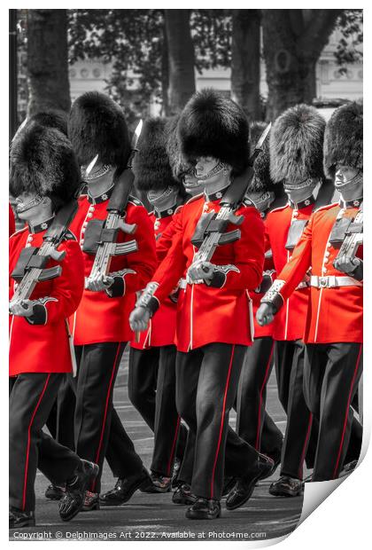 Guards changing parade in London Print by Delphimages Art