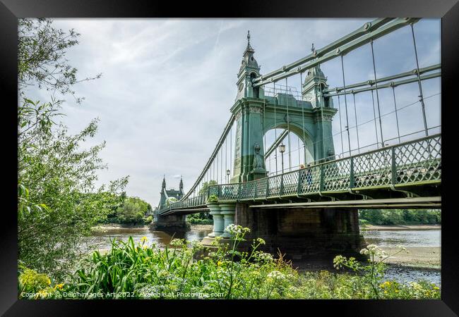 Hammersmith bridge over Thames river in London Framed Print by Delphimages Art