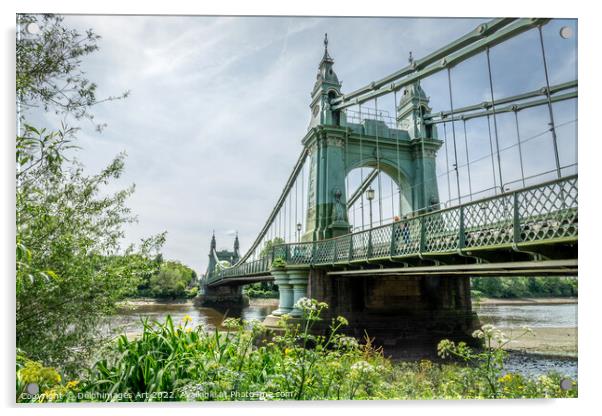 Hammersmith bridge over Thames river in London Acrylic by Delphimages Art