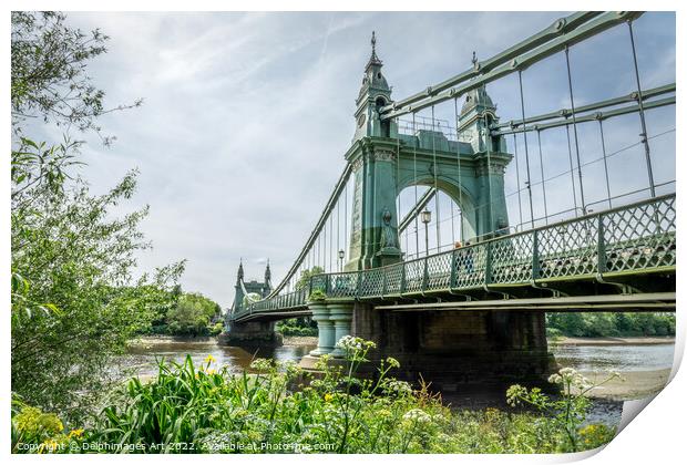 Hammersmith bridge over Thames river in London Print by Delphimages Art