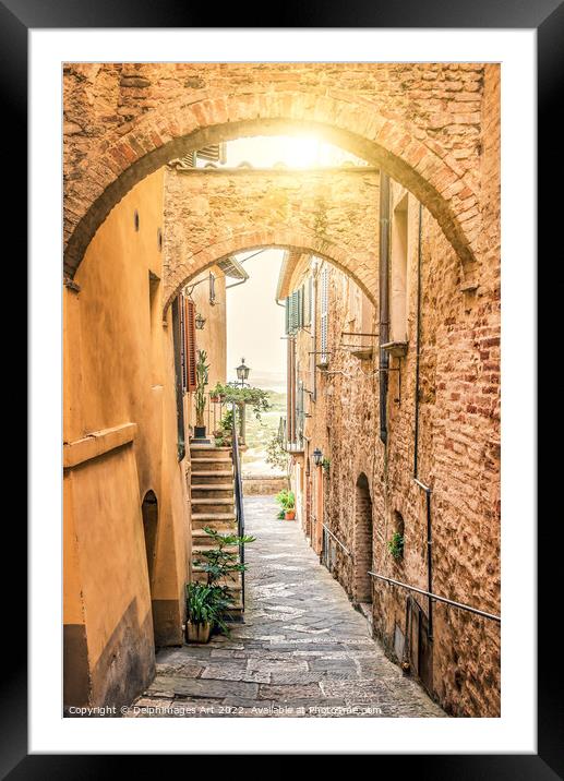 Tuscany. street in the village of Montepulciano Framed Mounted Print by Delphimages Art