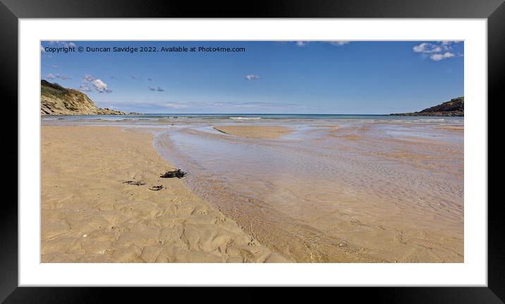 Maenporth beach panoramic tide out Framed Mounted Print by Duncan Savidge