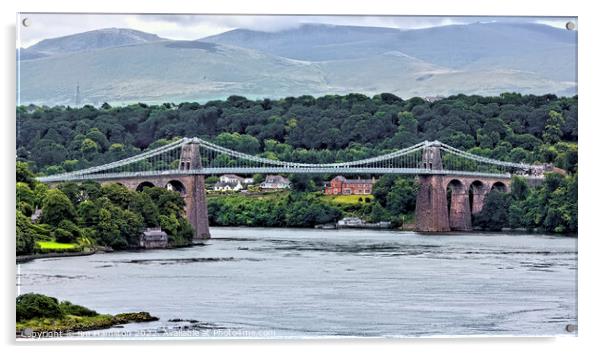 The Majestic Menai Suspension Bridge Acrylic by jim Hamilton