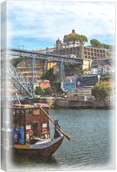 By The Douro River in Porto Canvas Print by Ian Lewis