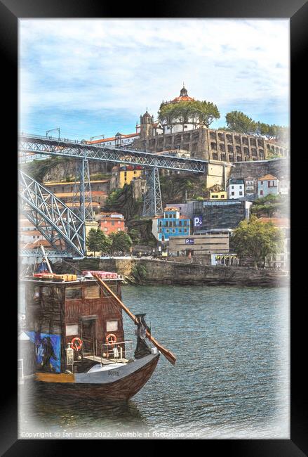 By The Douro River in Porto Framed Print by Ian Lewis